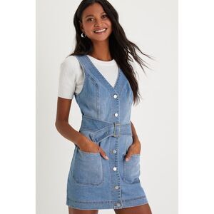 Lulu's Light Blue Denim Mini Dress with Belt